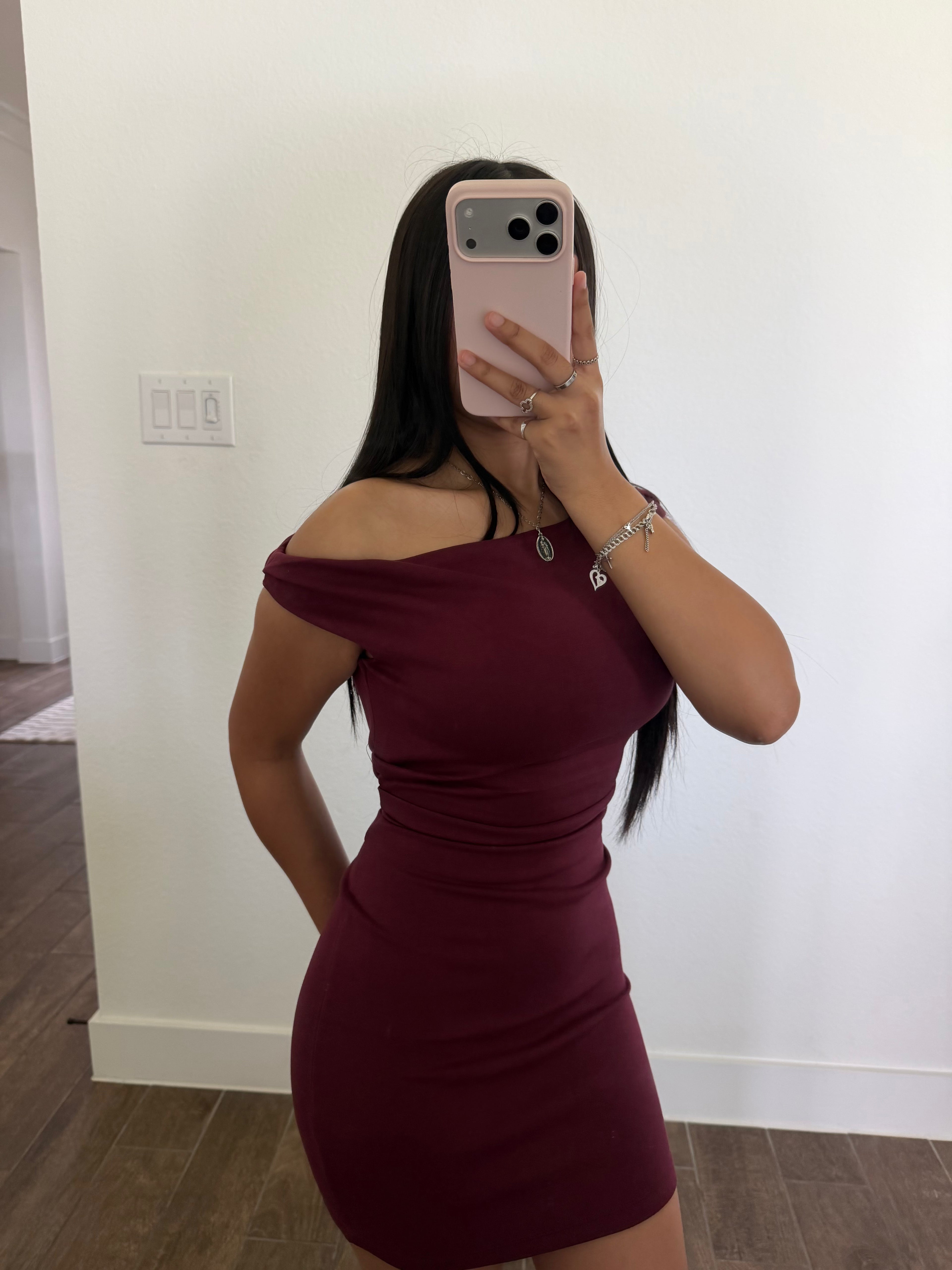 BURGUNDY DRESS